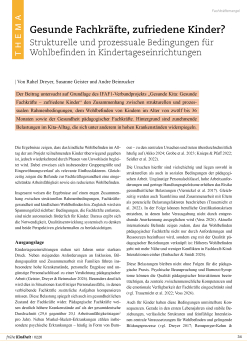 Gesunde Fachkräfte, zufriedene Kinder? Strukturelle und prozessuale Bedingungen für Wohlbefinden in Kindertageseinrichtungen